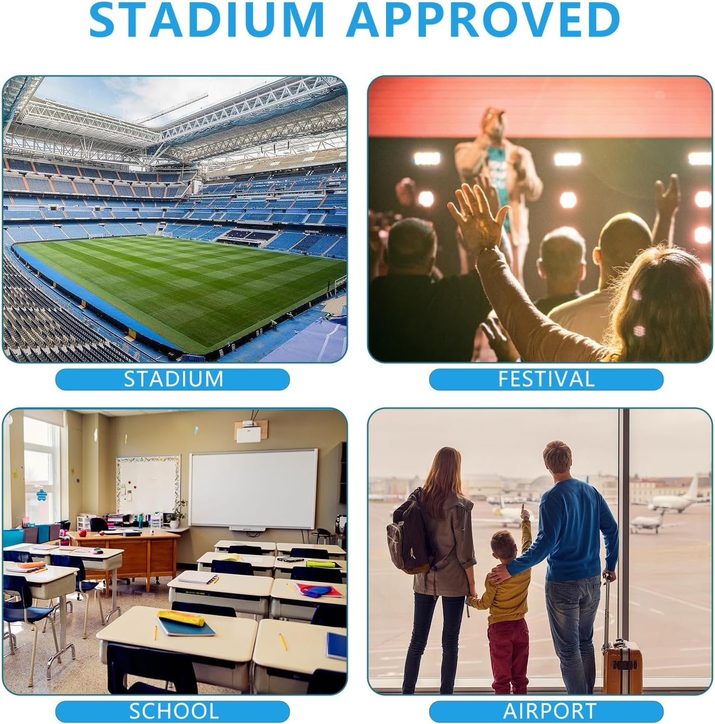 image:imageFammart Clear Backpack Stadium Approved 12x6x12 Kids amp Small Adult Transparent Backpack for School Work Sports Concerts Clear BagBlack