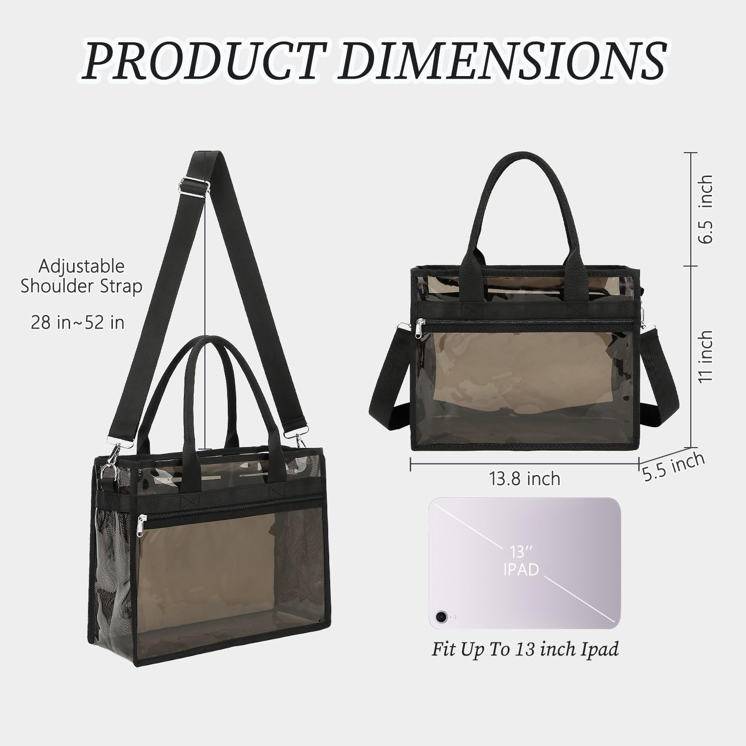 image:imageFammart Iridescent Clear Beach Bags Waterproof Sandproof for Women Large Jelly Tote Zipper Pool Bag Cruise Essentials 2026Small Jelly Black