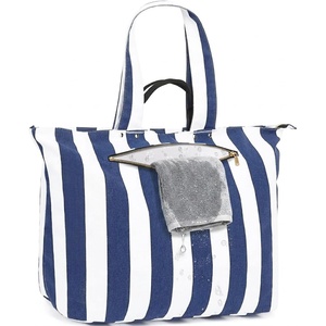image:imageFammart Beach Bags Waterproof Sandproof for Women Large Canvas Pool Bag with Leakproof Wet Pocket amp Zipper Cruise EssentialsCanvas  Extra Large  Dark Blue