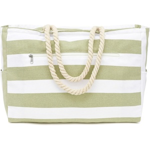 image:imageFammart Beach Bags Waterproof Sandproof for Women Large Canvas Pool Bag with Leakproof Wet Pocket amp Zipper Cruise EssentialsCanvas large  Light Green