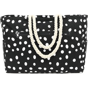 image:imageFammart Beach Bags Waterproof Sandproof for Women Large Canvas Pool Bag with Leakproof Wet Pocket amp Zipper Cruise EssentialsCanvas large  Polka Dots