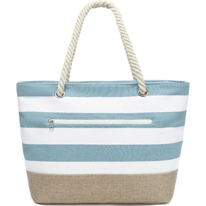 image:imageFammart Beach Bags Waterproof Sandproof for Women Large Canvas Pool Bag with Leakproof Wet Pocket amp Zipper Cruise EssentialsCanvasjute  Large  Light Blue