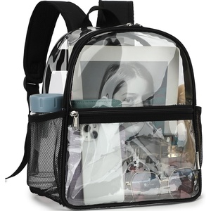 image:imageFammart Clear Backpack Stadium Approved 12x6x12  Kids amp Small Adult Transparent Backpack for School Work Sports Concerts  Clear BagBlack