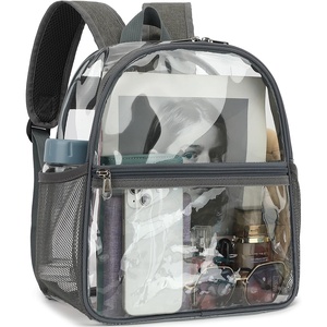 image:imageFammart Clear Backpack Stadium Approved 12x6x12  Kids amp Small Adult Transparent Backpack for School Work Sports Concerts  Clear BagGrey
