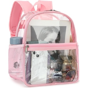 image:imageFammart Clear Backpack Stadium Approved 12x6x12  Kids amp Small Adult Transparent Backpack for School Work Sports Concerts  Clear BagPink