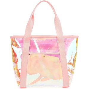 image:imageFammart Clear Bag for Stadium Events 12x6x12 Jelly Tote Bag for Women with Zipper for Beach Sports Concerts WorkIridescent Pink