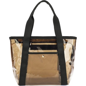 image:imageFammart Clear Bag for Stadium Events 12x6x12 Jelly Tote Bag for Women with Zipper for Beach Sports Concerts WorkJelly Black
