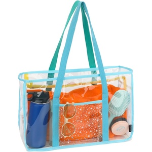 image:imageFammart Clear Beach Bag for Women Large Pool Tote Cruise Vacation Essentials  Zipper Closure Waterproof SandproofGreen