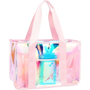image:imageFammart Iridescent Clear Beach Bags Waterproof Sandproof for Women Large Jelly Tote Zipper Pool Bag Cruise Essentials 2026Large  Iridesent Pink