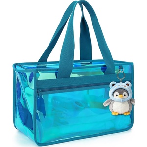image:imageFammart Iridescent Clear Beach Bags Waterproof Sandproof for Women Large Jelly Tote Zipper Pool Bag Cruise Essentials 2026Large B  Iridesent Blue