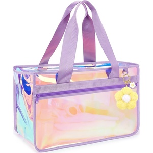 image:imageFammart Iridescent Clear Beach Bags Waterproof Sandproof for Women Large Jelly Tote Zipper Pool Bag Cruise Essentials 2026Large B  Iridesent Purple