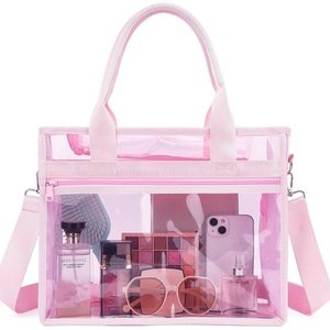image:imageFammart Iridescent Clear Beach Bags Waterproof Sandproof for Women Large Jelly Tote Zipper Pool Bag Cruise Essentials 2026Small  Jelly Pink