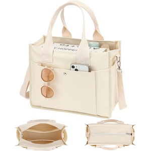 image:imageFammart Large Canvas Tote Bag for Women with Zipper amp Compartments Crossbody Laptop Bags for Work College TravelCrossbody  Beige