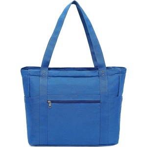 image:imageFammart Large Canvas Tote Bag for Women with Zipper amp Compartments Crossbody Laptop Bags for Work College TravelLuggage Strap  Sky Blue