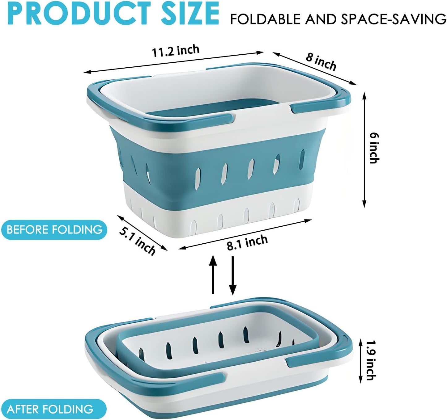 image:imageFammart Portable Shower Caddy Tote Collapsible Plastic Basket with Handles Foldable Storage Organizer for Bathroom Kitchen College Dorm Gym Travel amp Camping BlueCollapsible Blue
