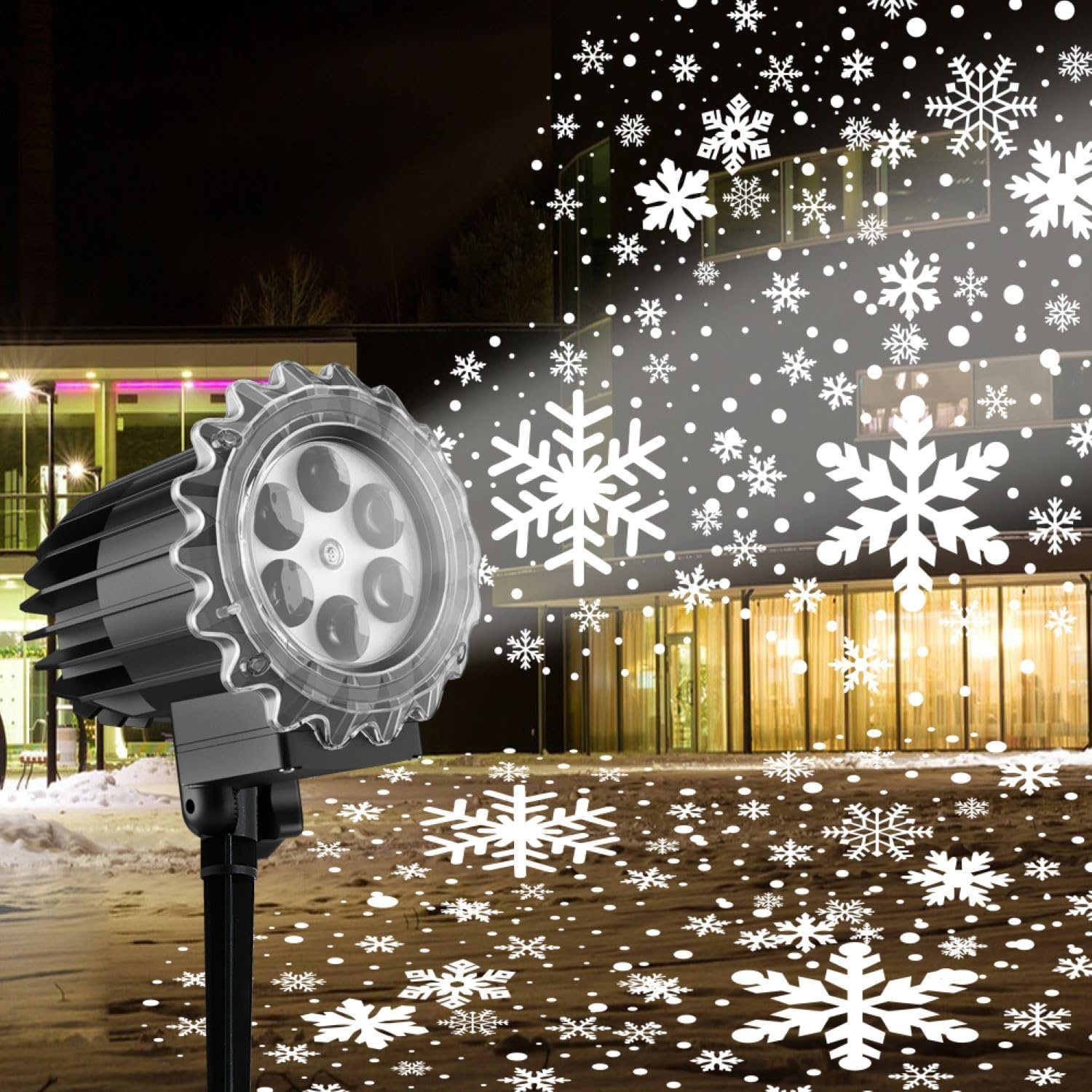 image:imageSnowflake Christmas Projector Lights Outdoor Holiday Snowfall Projector Decorations for Outside Yard House Waterproof Highlight Led Great Coveragewhite Snowflake