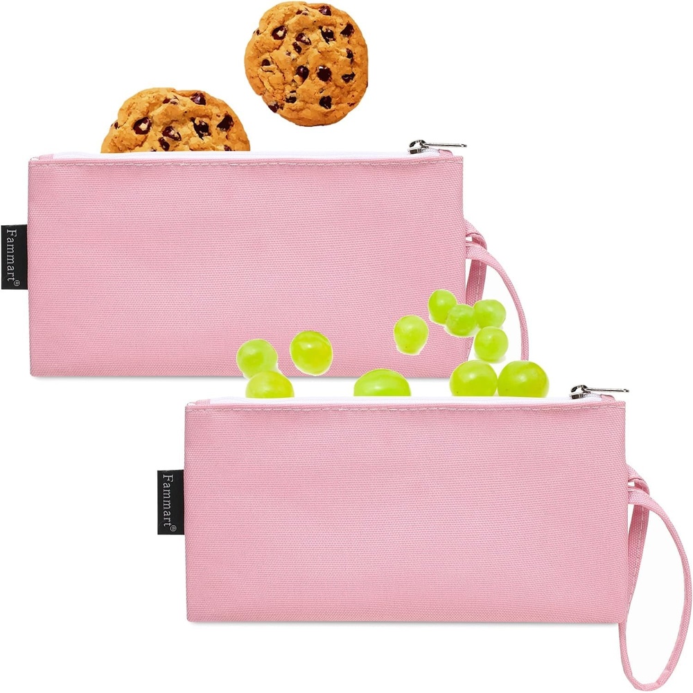 image:imageFammart Reusable Sandwich BagSnack Bag for Kids amp Adults Dual Layer Lunch Bag with Handle Washable Food Safe BPA Free 2Pack Colorful DonutSmall 2 Packs Pink