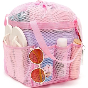 image:imageFammart Portable Shower Caddy Tote  Collapsible Plastic Basket with Handles Foldable Storage Organizer for Bathroom Kitchen College Dorm Gym Travel amp Camping BlueExtra Large  Drawstring Closure  Pink