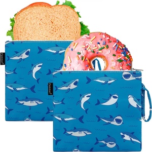 image:imageFammart Reusable Sandwich BagSnack Bag for Kids amp Adults Dual Layer Lunch Bag with Handle Washable Food Safe BPA Free 2Pack Colorful DonutLarge  2 Packs  Shark