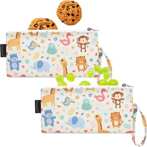 image:imageFammart Reusable Sandwich BagSnack Bag for Kids amp Adults Dual Layer Lunch Bag with Handle Washable Food Safe BPA Free 2Pack Colorful DonutSmall  2 Packs  Zoo