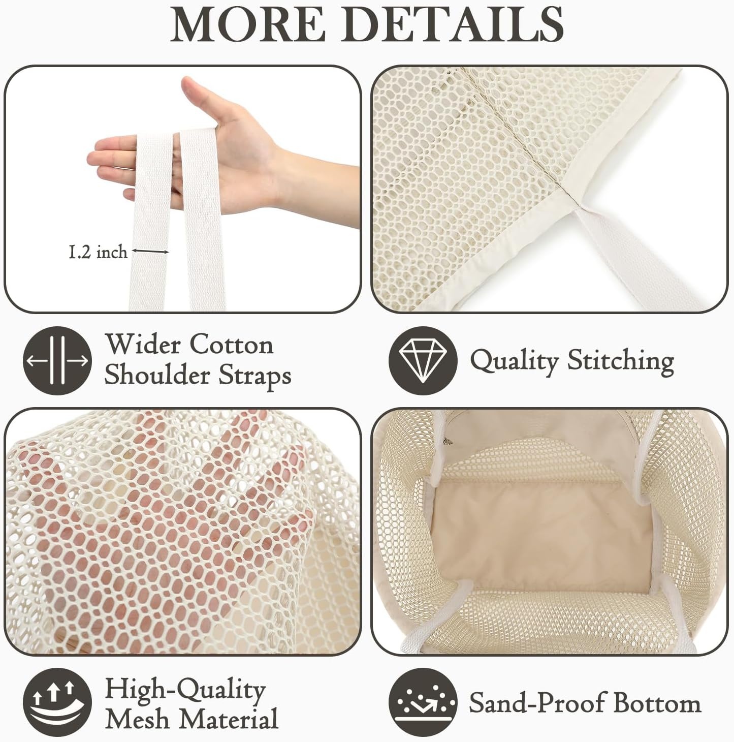 image:imageFammart Mesh Beach Bag for Women Summer Straw Tote Hobo Pool Bags with Zipper Pocket Travel Vacation Cruise Essentials 2026Multipocket Beige