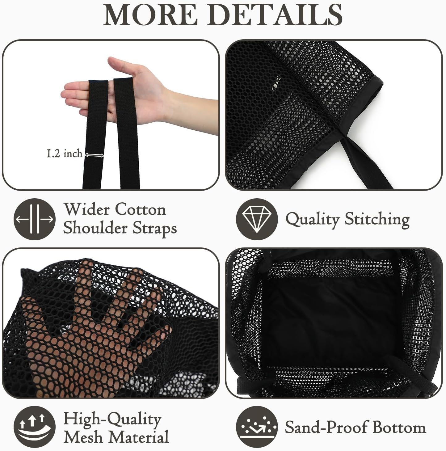image:imageFammart Mesh Beach Bag for Women Summer Straw Tote Hobo Pool Bags with Zipper Pocket Travel Vacation Cruise Essentials 2026Multipocket Black