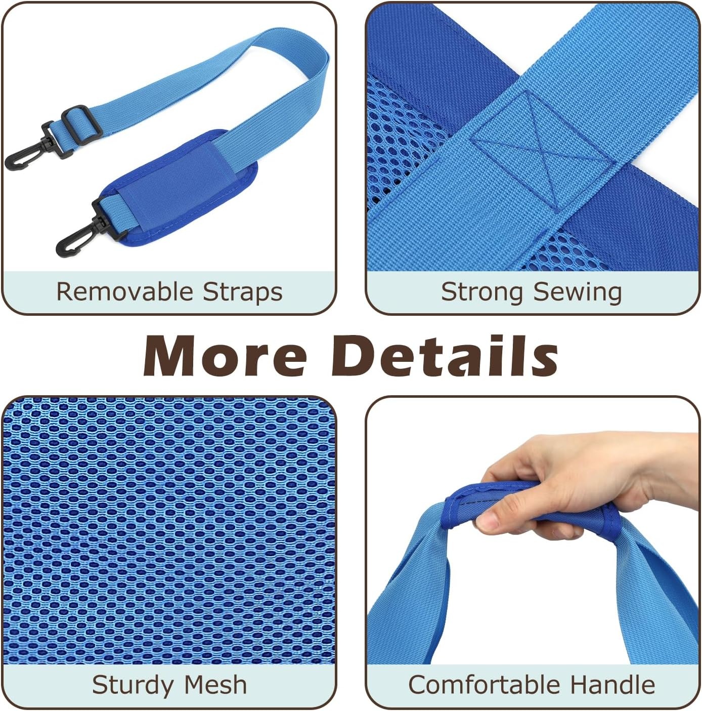 image:imageFammart Mesh Beach Bag with Zipper for Women Large Beach Tote Sandproof Toys Pool Swim Bag Travel Vacation Cruise EssentialsExtra Large Zipper Closure Blue