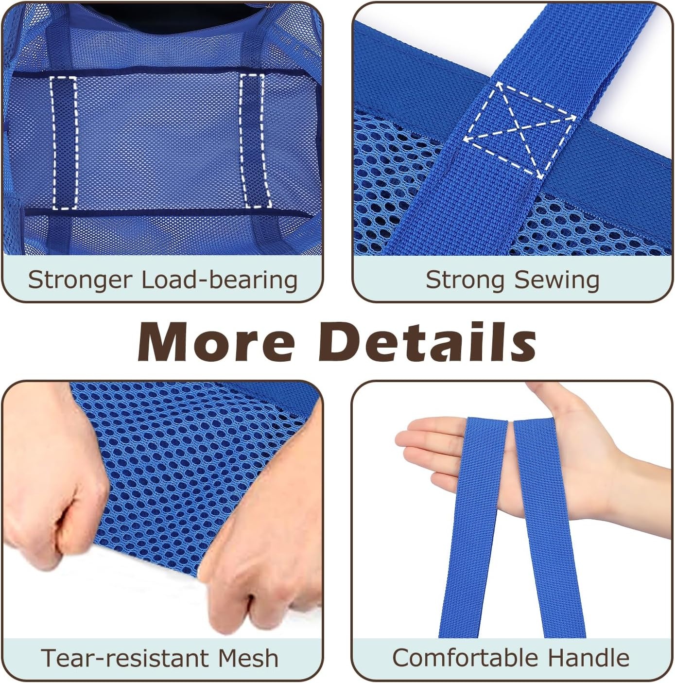 image:imageFammart Mesh Beach Bag with Zipper for Women Large Beach Tote Sandproof Toys Pool Swim Bag Travel Vacation Cruise EssentialsLarge Zipper Closure Blue
