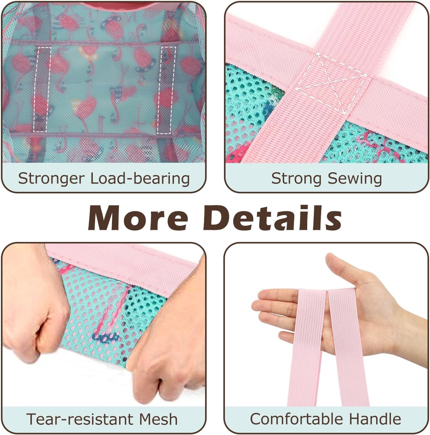 image:imageFammart Mesh Beach Bag with Zipper for Women Large Beach Tote Sandproof Toys Pool Swim Bag Travel Vacation Cruise EssentialsLarge Zipper Closure Flamingo