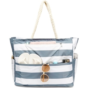 image:imageFammart Beach Bags Waterproof Sandproof for Women Large Canvas Pool Bag with Leakproof Wet Pocket amp Zipper Cruise EssentialsOxford  Large  Dark Grey
