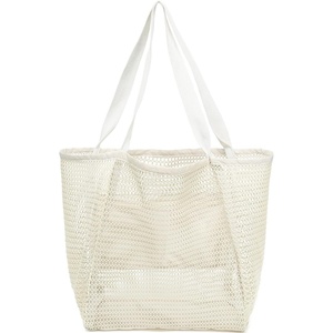 image:imageFammart Mesh Beach Bag for Women Summer Straw Tote Hobo Pool Bags with Zipper Pocket Travel Vacation Cruise Essentials 2026Large  Beige