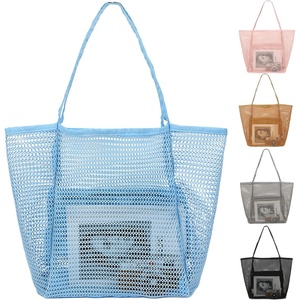 image:imageFammart Mesh Beach Bag for Women Summer Straw Tote Hobo Pool Bags with Zipper Pocket Travel Vacation Cruise Essentials 2026Large B  Sky Blue