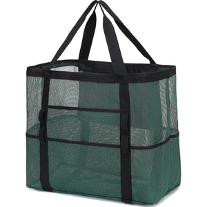 image:imageFammart Mesh Beach Bag with Zipper for Women Large Beach Tote Sandproof Toys Pool Swim Bag Travel Vacation Cruise EssentialsLarge  Army Green