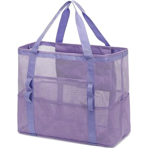 image:imageFammart Mesh Beach Bag with Zipper for Women Large Beach Tote Sandproof Toys Pool Swim Bag Travel Vacation Cruise EssentialsLarge  Purple