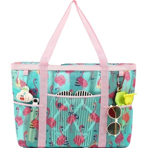 image:imageFammart Mesh Beach Bag with Zipper for Women Large Beach Tote Sandproof Toys Pool Swim Bag Travel Vacation Cruise EssentialsLarge  Zipper Closure  Flamingo