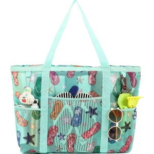 image:imageFammart Mesh Beach Bag with Zipper for Women Large Beach Tote Sandproof Toys Pool Swim Bag Travel Vacation Cruise EssentialsLarge  Zipper Closure  Slipper