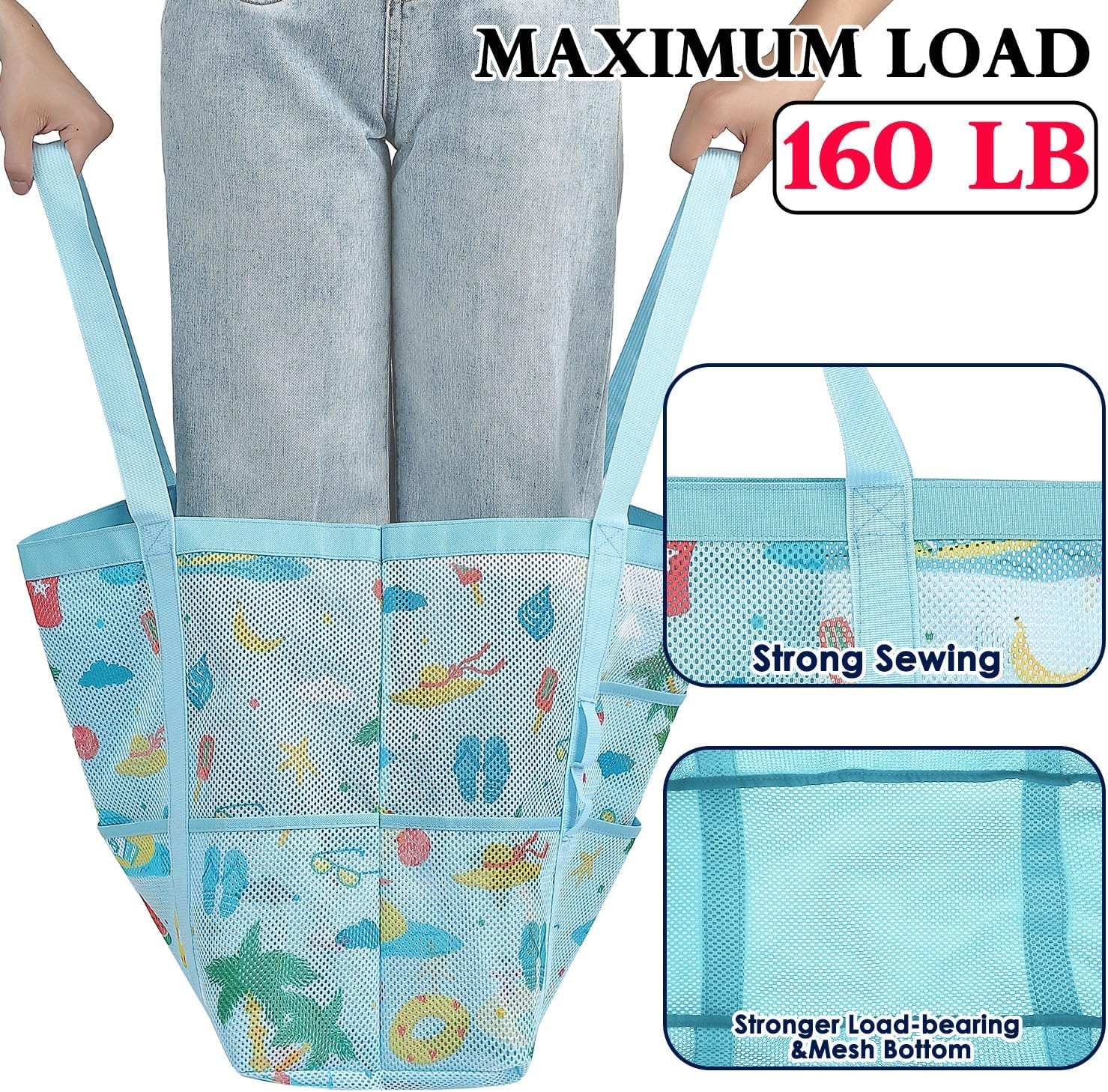 image:imageFammart Mesh Beach Bag for Women Large Beach Toy Pool Bag with Zipper Pocket SandProof Cruise Essentials 2026 Family Travel