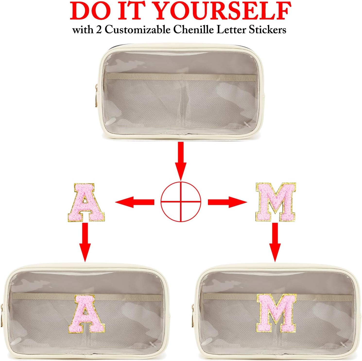 image:imageFammart Travel Makeup Bag Waterproof Canvas Cosmetic Bag Make Up Organizer Case for Women Large Toiletry Bag Skincare Pouch for Toiletries Accessories BrushesClear Large Beige