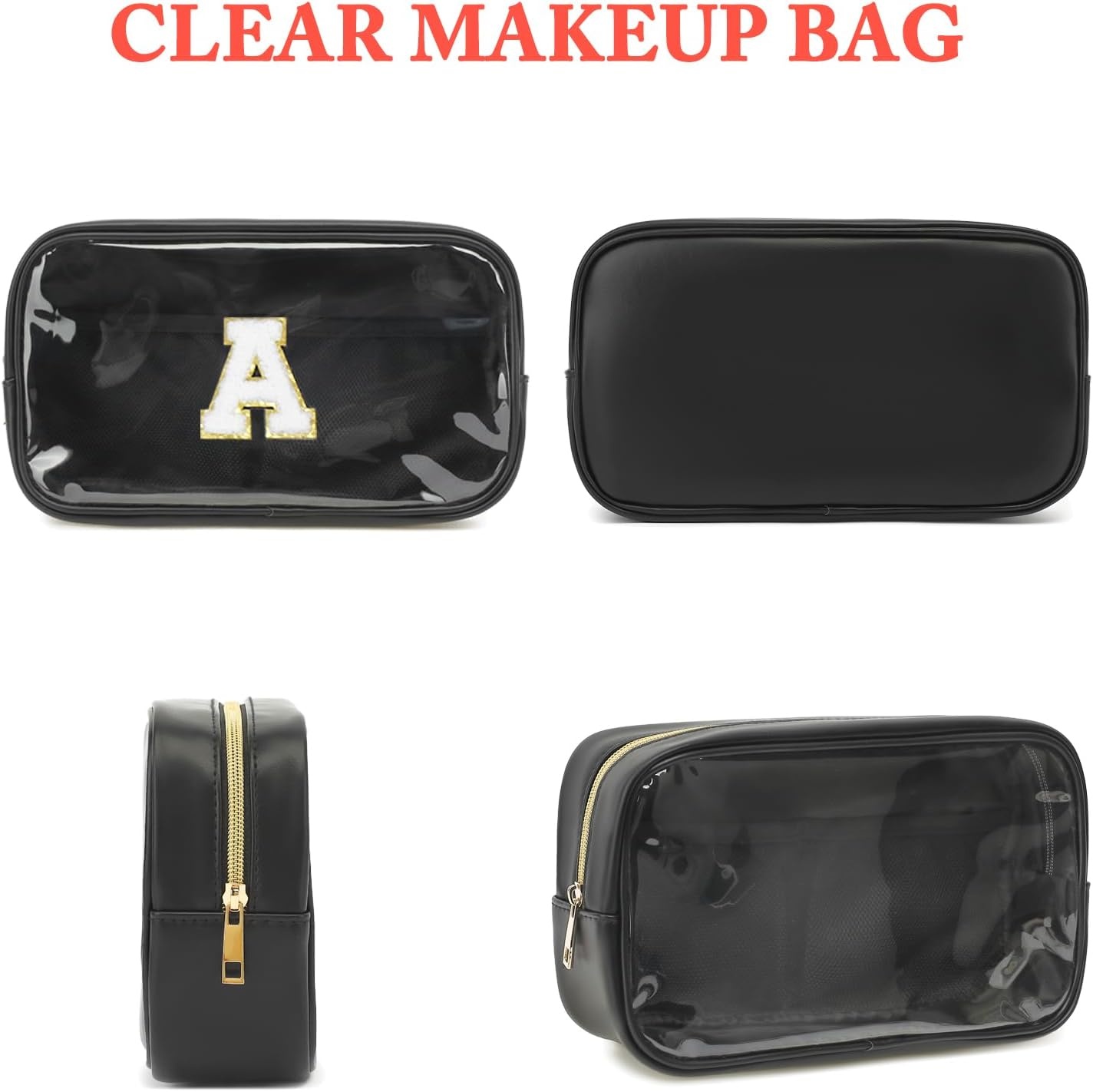 image:imageFammart Travel Makeup Bag Waterproof Canvas Cosmetic Bag Make Up Organizer Case for Women Large Toiletry Bag Skincare Pouch for Toiletries Accessories BrushesClear Large Black
