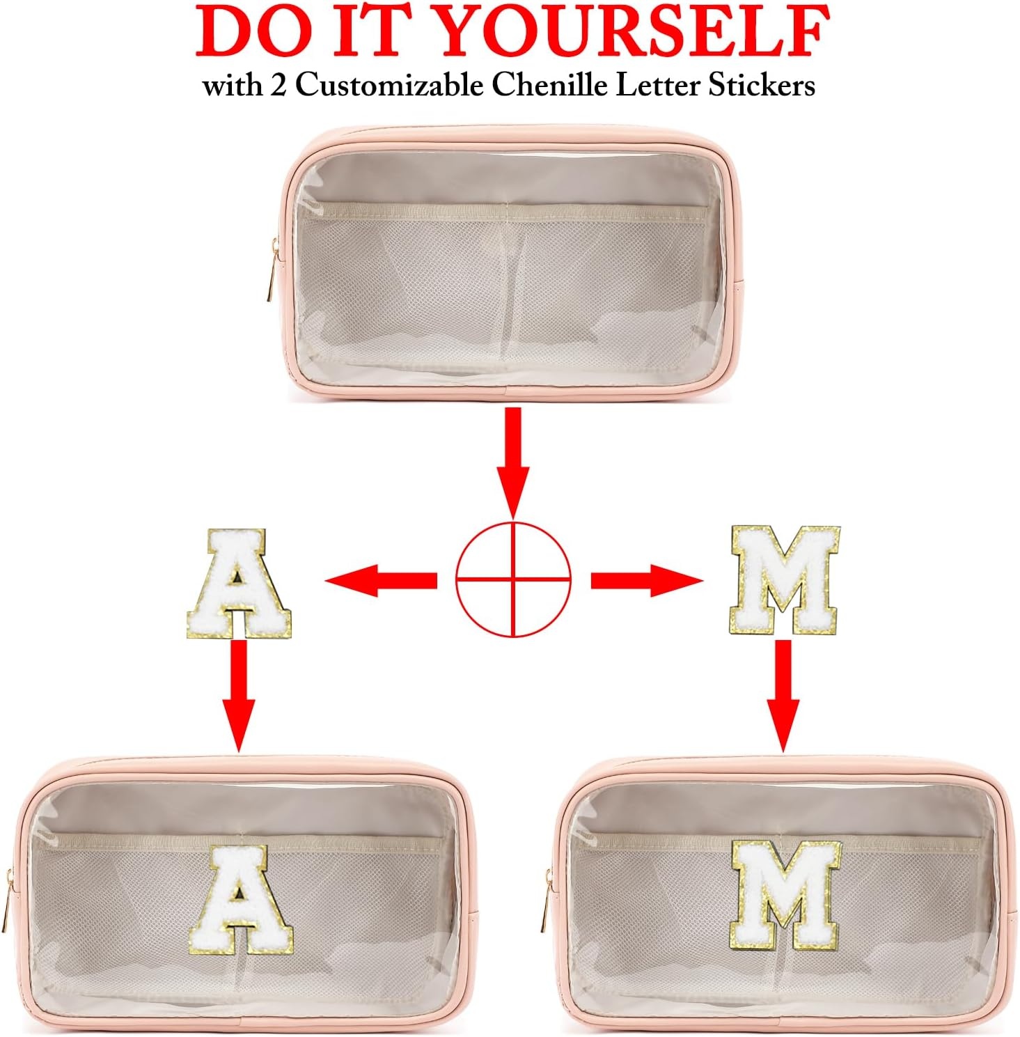 image:imageFammart Travel Makeup Bag Waterproof Canvas Cosmetic Bag Make Up Organizer Case for Women Large Toiletry Bag Skincare Pouch for Toiletries Accessories BrushesClear Large Pink