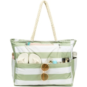 image:imageFammart Beach Bags Waterproof Sandproof for Women Large Canvas Pool Bag with Leakproof Wet Pocket amp Zipper Cruise EssentialsOxford  Large  Light Green