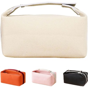 image:imageFammart Travel Makeup Bag Waterproof Canvas Cosmetic Bag Make Up Organizer Case for Women Large Toiletry Bag Skincare Pouch for Toiletries Accessories BrushesCanvas  Beige