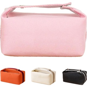 image:imageFammart Travel Makeup Bag Waterproof Canvas Cosmetic Bag Make Up Organizer Case for Women Large Toiletry Bag Skincare Pouch for Toiletries Accessories BrushesCanvas  Pink