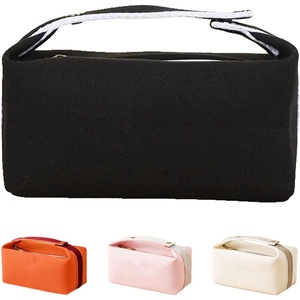 image:imageFammart Travel Makeup Bag Waterproof Canvas Cosmetic Bag Make Up Organizer Case for Women Large Toiletry Bag Skincare Pouch for Toiletries Accessories BrushesCanvas  Black