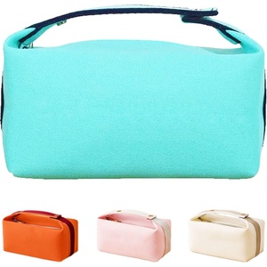 image:imageFammart Travel Makeup Bag Waterproof Canvas Cosmetic Bag Make Up Organizer Case for Women Large Toiletry Bag Skincare Pouch for Toiletries Accessories BrushesCanvas  Light Blue