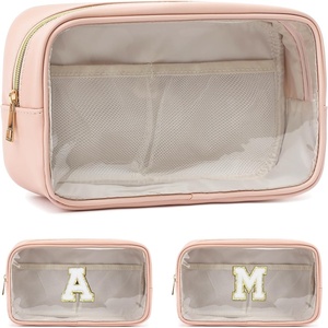 image:imageFammart Travel Makeup Bag Waterproof Canvas Cosmetic Bag Make Up Organizer Case for Women Large Toiletry Bag Skincare Pouch for Toiletries Accessories BrushesClear  Large  Pink