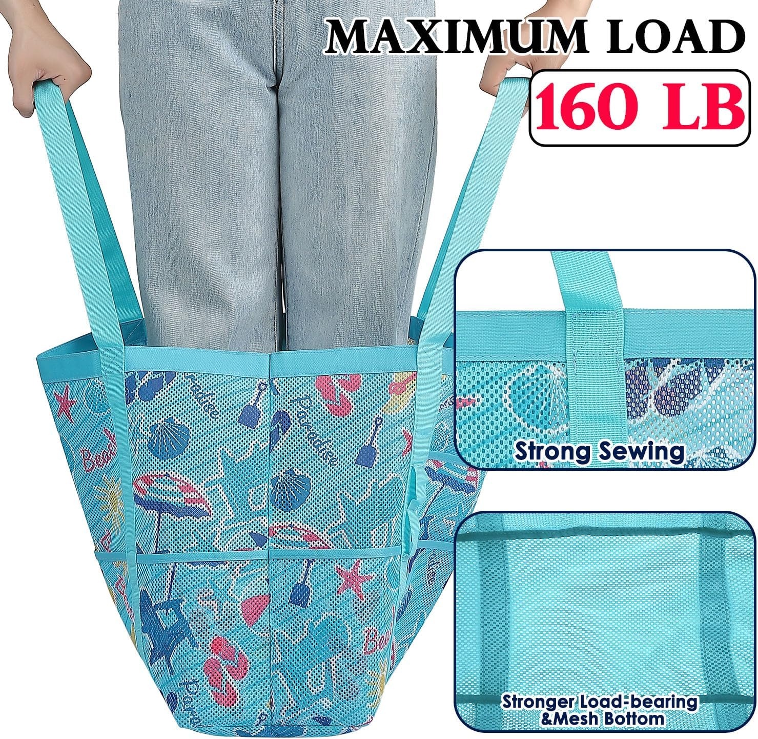 image:imageFammart Mesh Beach Bag for Women Large Beach Toy Pool Bag with Zipper Pocket SandProof Cruise Essentials 2026 Family TravelLarge Beach Element