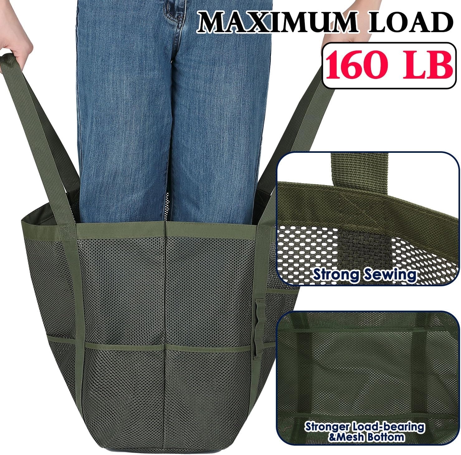 image:imageFammart Mesh Beach Bag for Women Large Beach Toy Pool Bag with Zipper Pocket SandProof Cruise Essentials 2026 Family TravelLarge Green