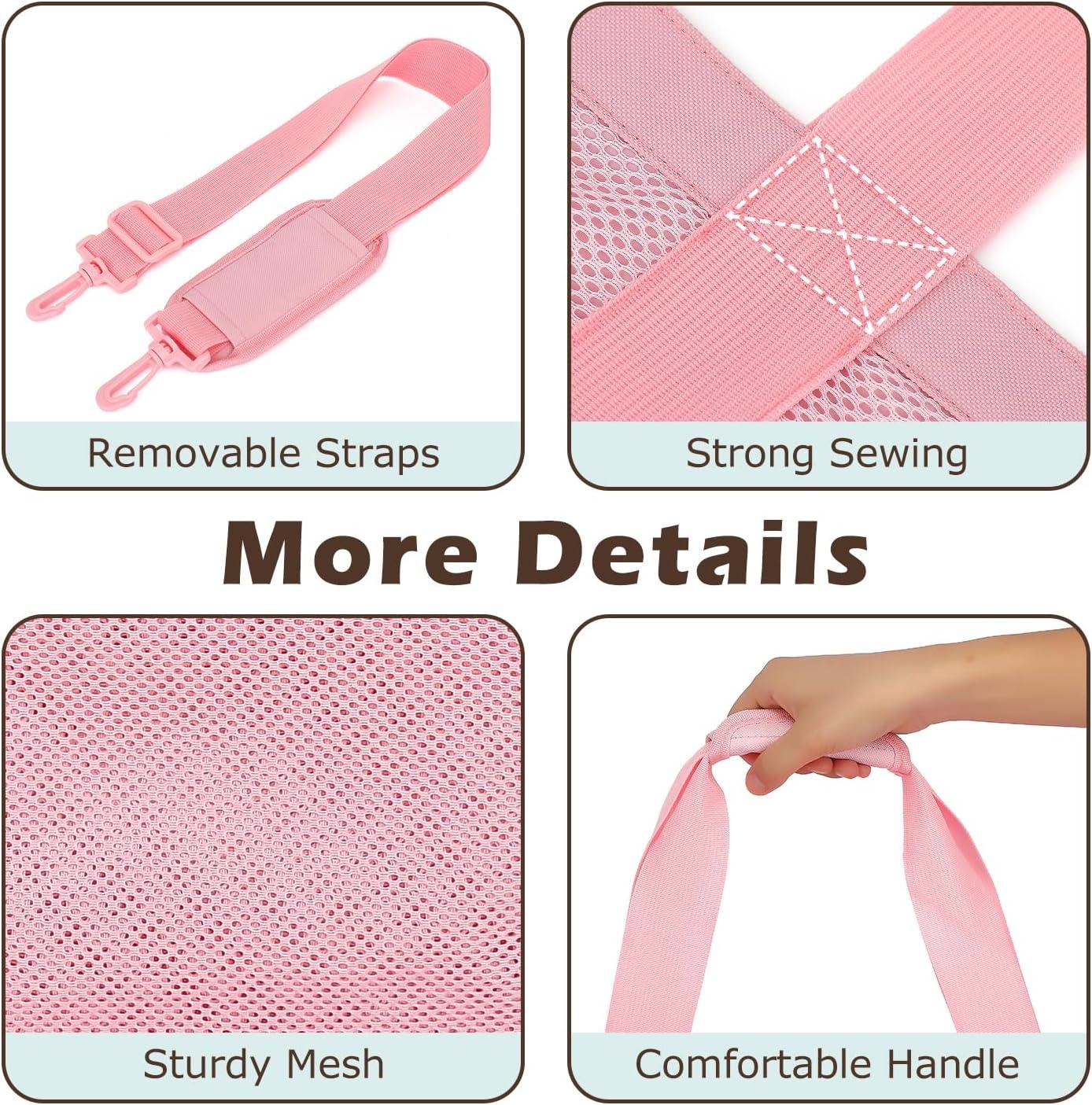 image:imageFammart Mesh Beach Bag for Women Large Beach Toy Pool Bag with Zipper Pocket SandProof Cruise Essentials 2026 Family TravelXxl Zipper Closure Pink
