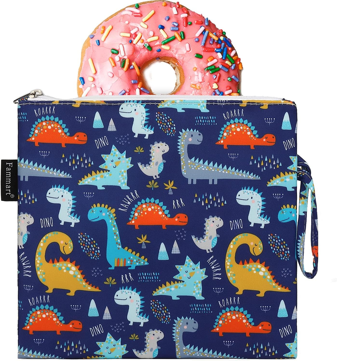 image:imageFammart Reusable Sandwich BagSnack Bag for Kids amp Adults Dual Layer Lunch Bag with Handle Washable Food Safe BPA Free 1Pack AstronautLarge 1 Pack Dinosaur
